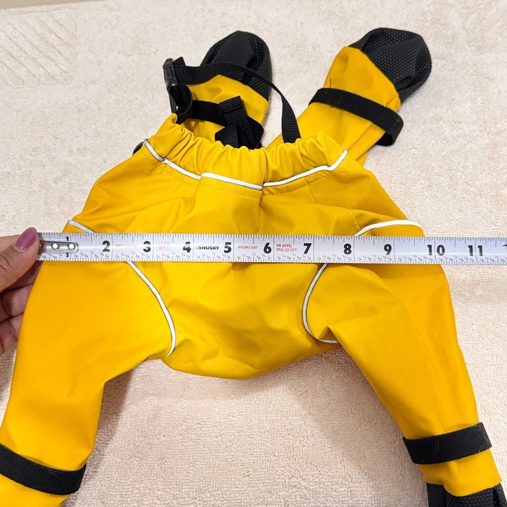 DogLemi Yellow Dog Raincoat Jumpsuit with Boots Size S